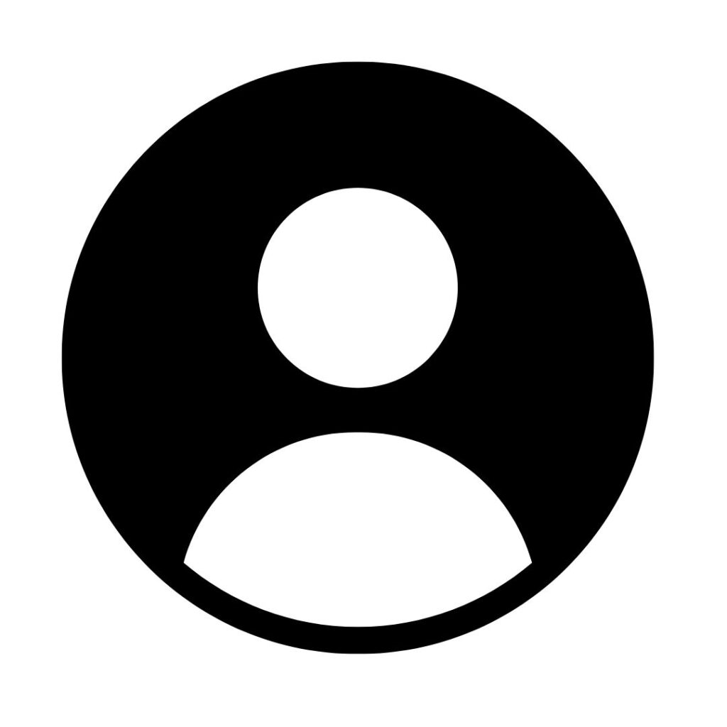 Profile picture icon. Black circle with generic image of human portrait in white